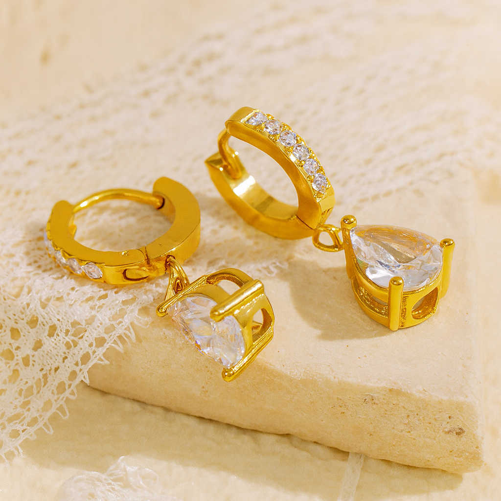 Sia  Solitaire Earrings - 18K Gold Plated