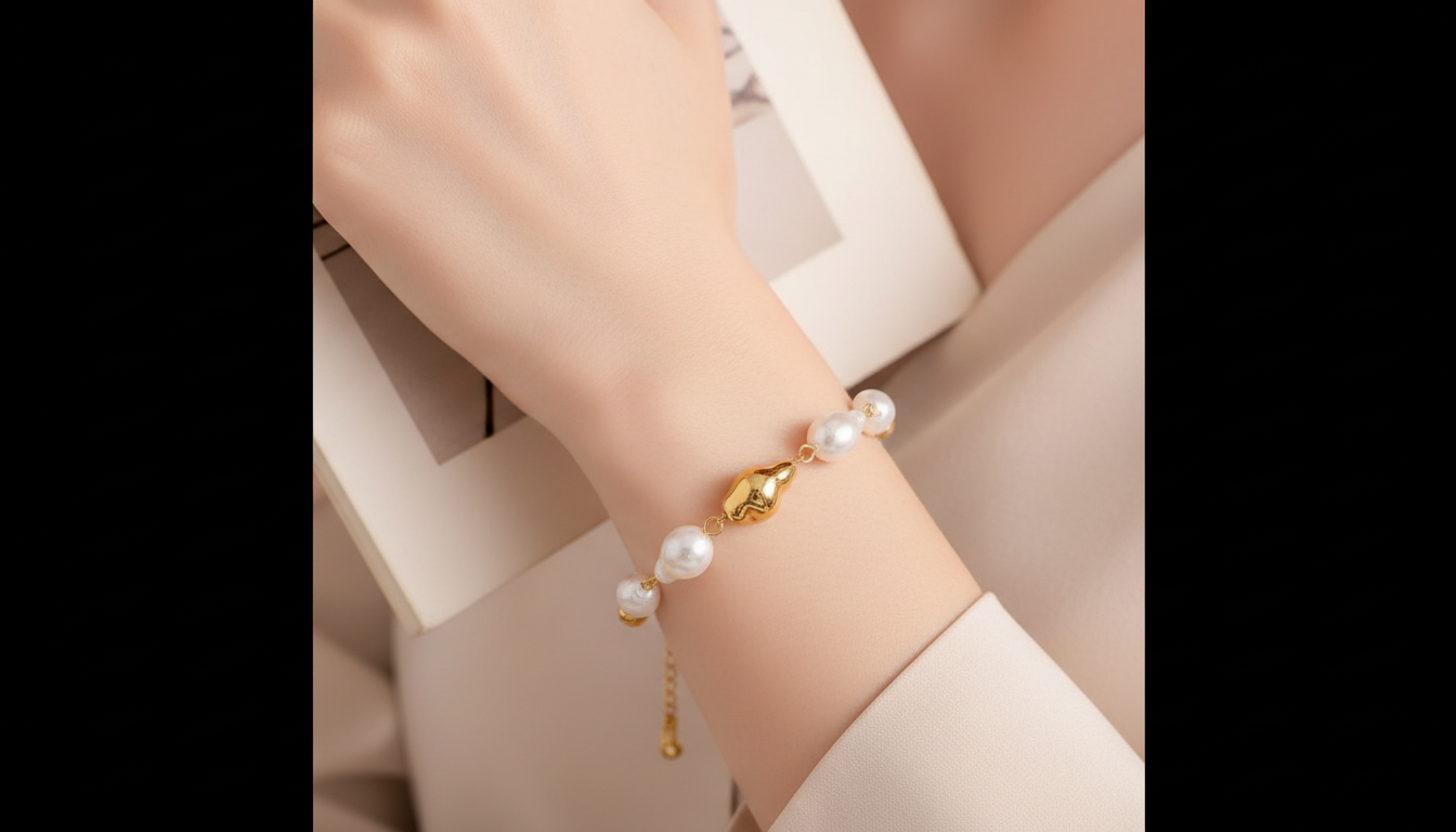 Golden Tide Pearl Bracelet - 18K Gold Plated