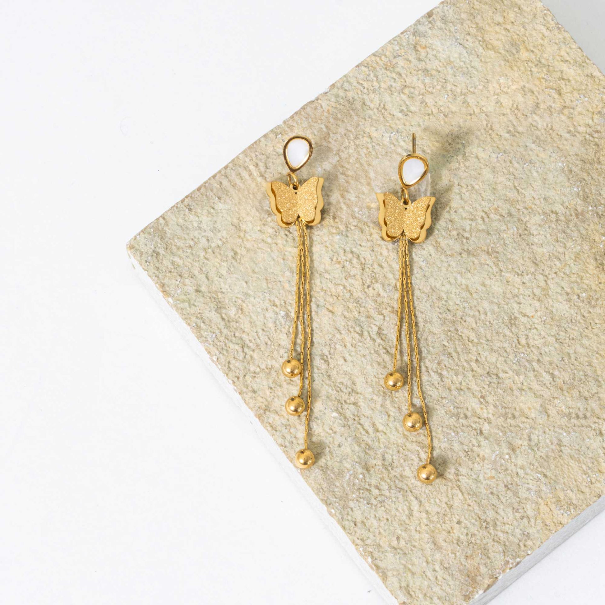 Buy Butterfly Enamel Danglers - 18K Gold Plated online jewellery