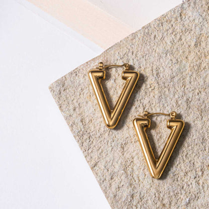 V-shaped Earrings - 18K Gold Plated