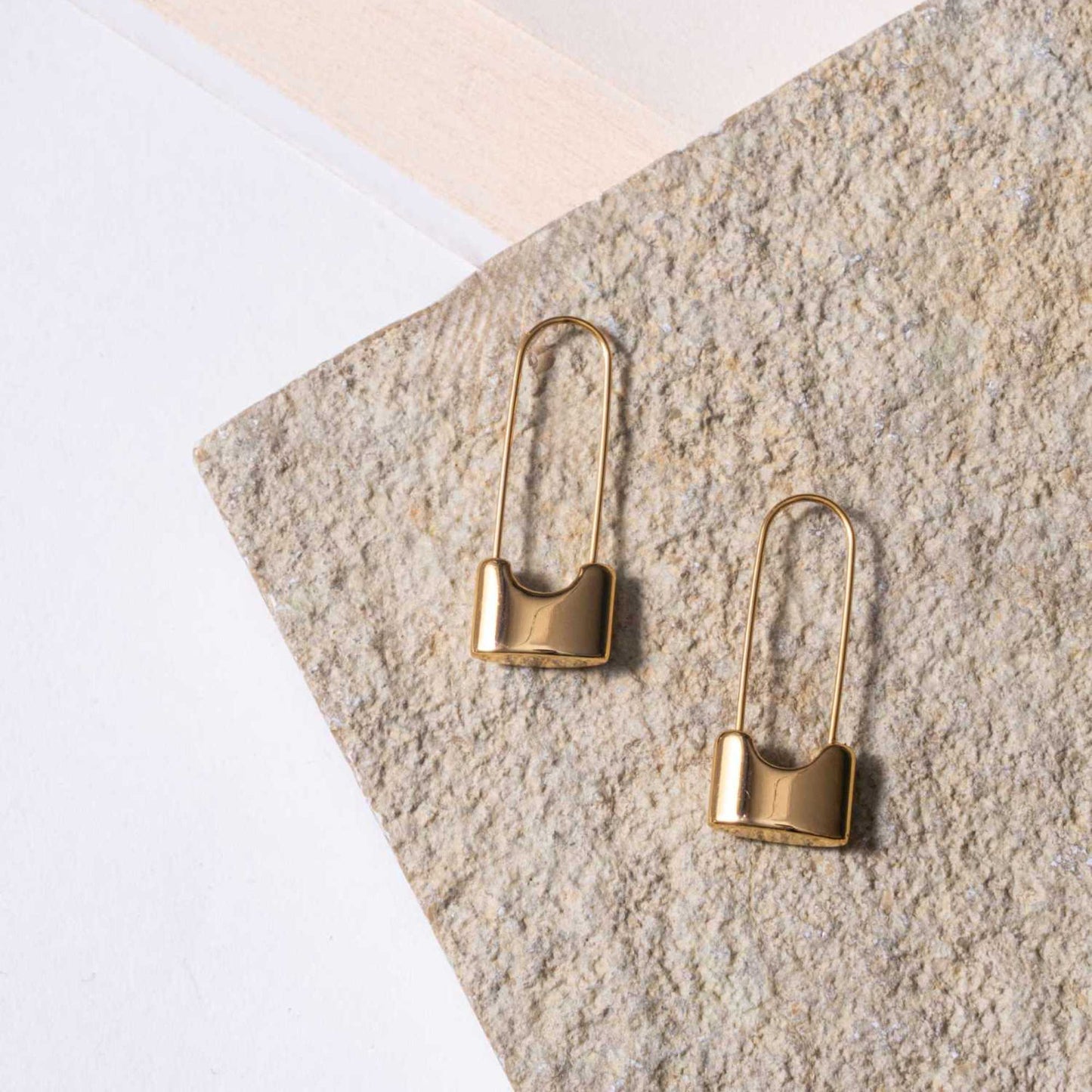 Safety Pin Earrings - 18K Gold Plated