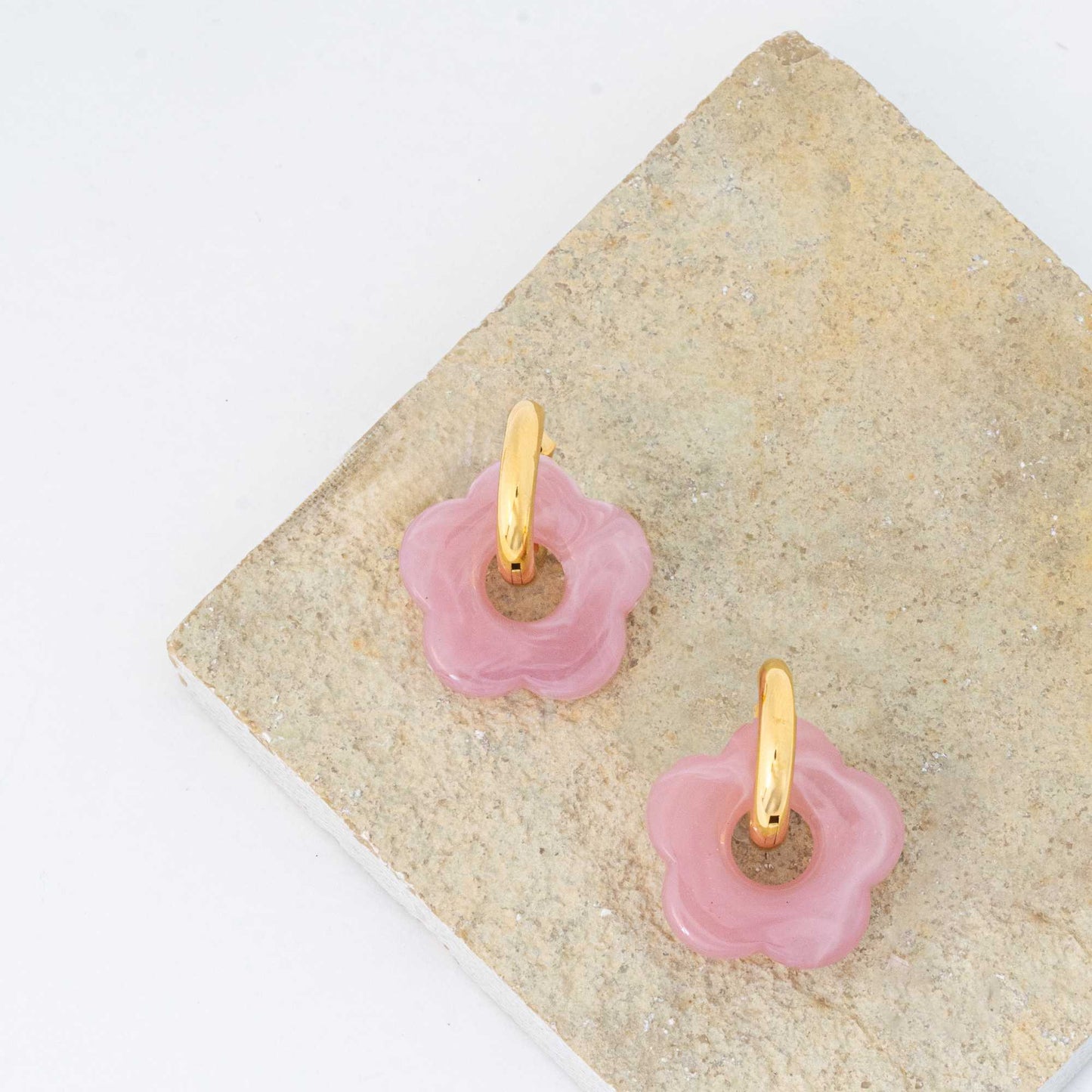 Buy Pink Enamel Hoop Earrings - 18K Gold Plated online jewellery