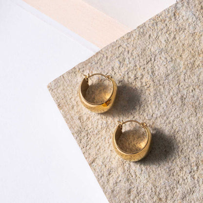 Mini Chunky Hoop Earrings - 18K Gold Plated