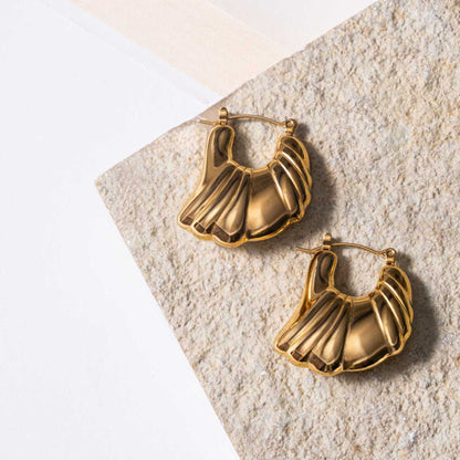 Feather Hoop Earrings - 18K Gold Plated