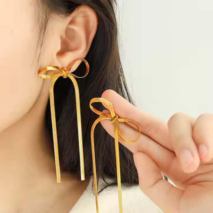Buy Bow Drop Dainty Earrings online jewellery