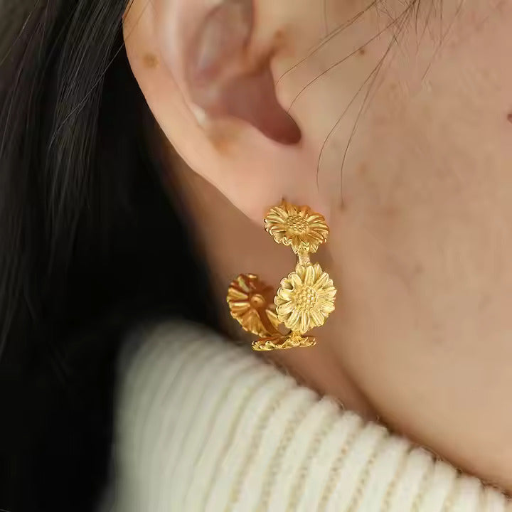 Buy Sunflower Hoop Earrings online jewellery