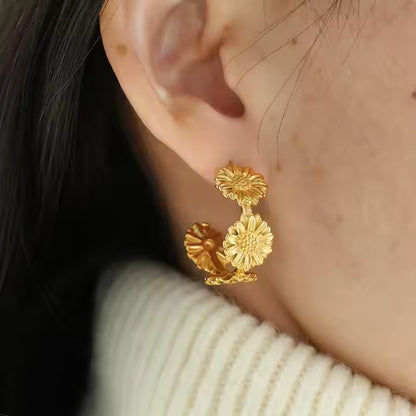 Buy Sunflower Hoop Earrings online jewellery