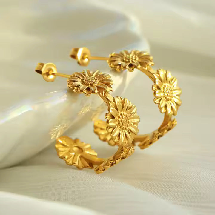 Buy Sunflower Hoop Earrings online jewellery