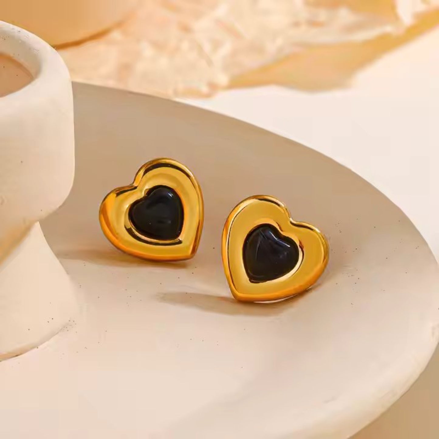 Heart Shaped Earrings - 18K Gold Plated