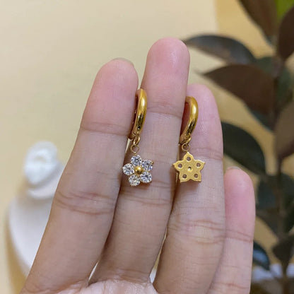 Flower Drop Earrings - 18k Gold Plated