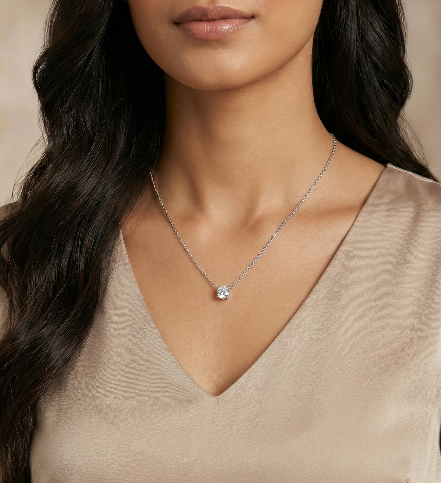 Luna Solitaire Necklace - 925 Sterling silver