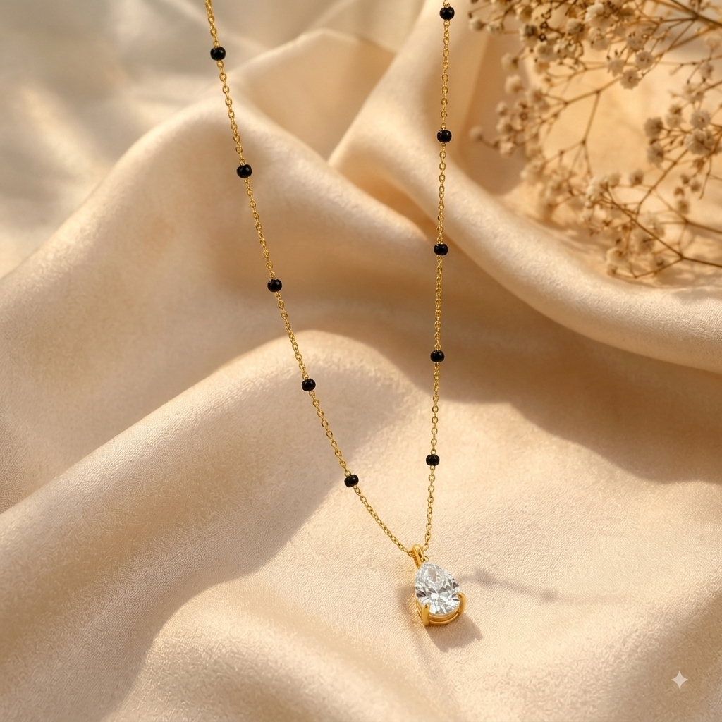 Crystal Drop Mangalsutra - 18k Gold Plated