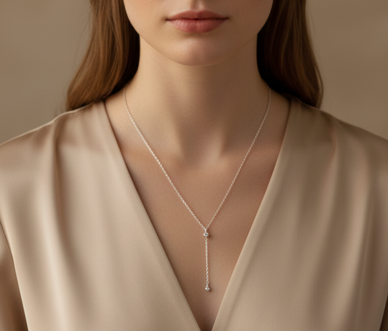 Halo Drop Necklace - 925 Sterling silver