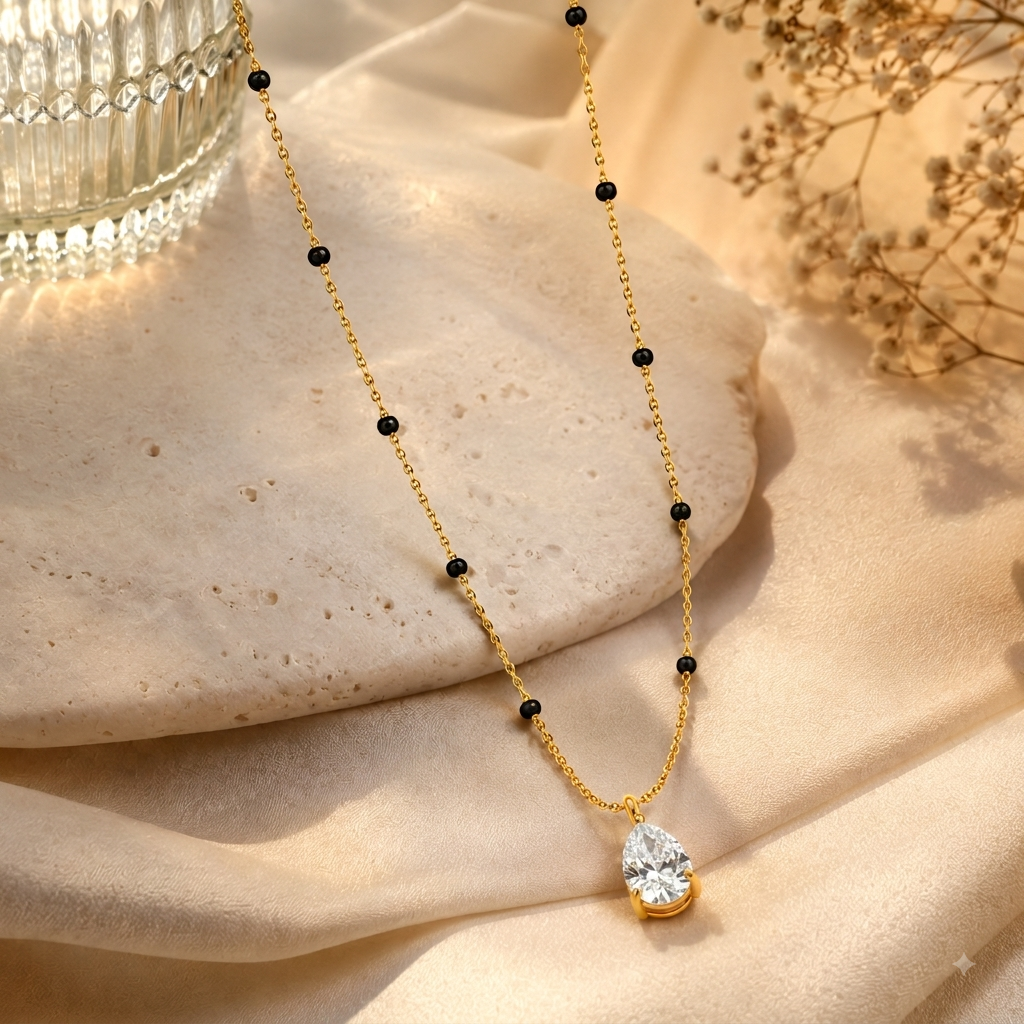Crystal Drop Mangalsutra - 18k Gold Plated