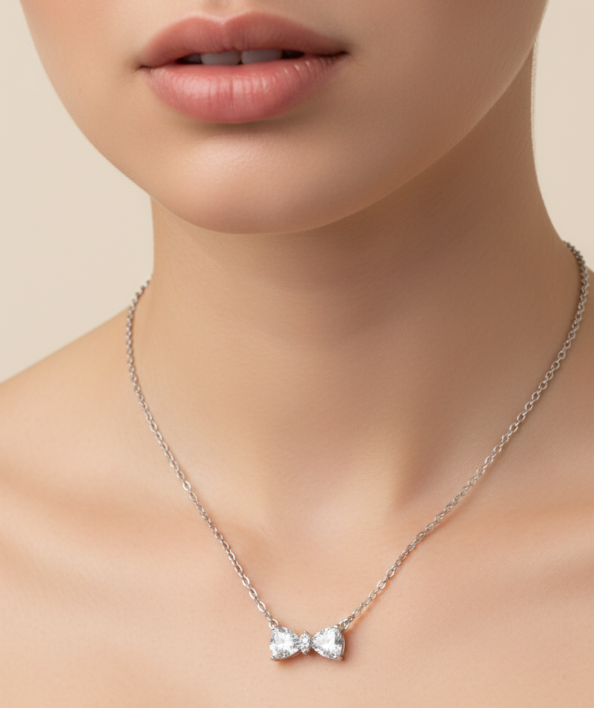 Shining Bow Necklace - 925 Sterling silver
