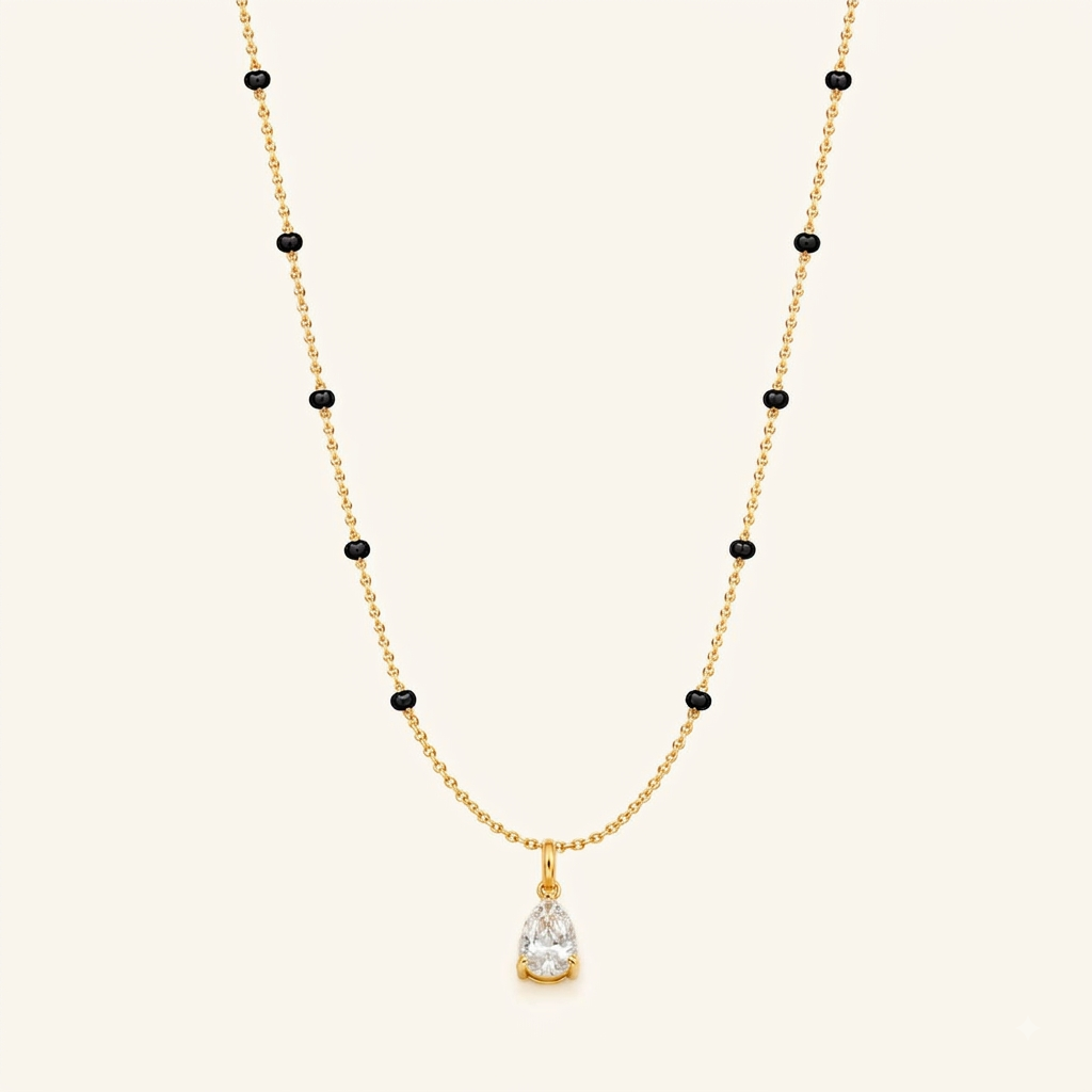 Crystal Drop Mangalsutra - 18k Gold Plated