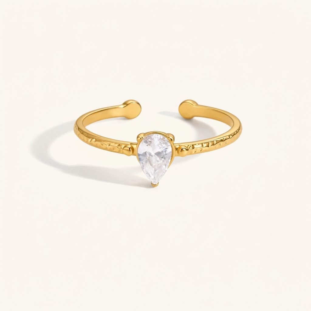 Liora Drop Ring - 18K Gold Plated (Adjustable)