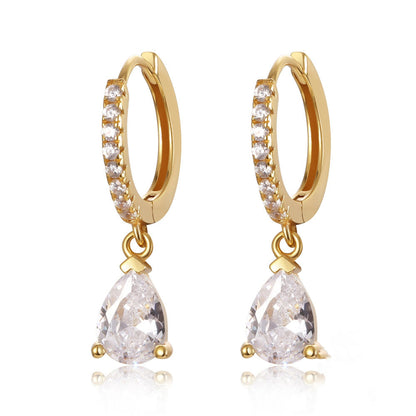 Sia Solitaire Drop Earrings - 18K Gold Plated