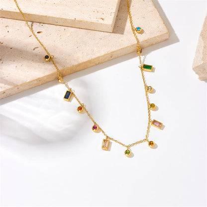 Gem Symphony Necklace – 18K Gold Plated