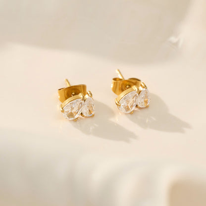 Twin Teardrop Studs Earrings - 18K Gold Plated