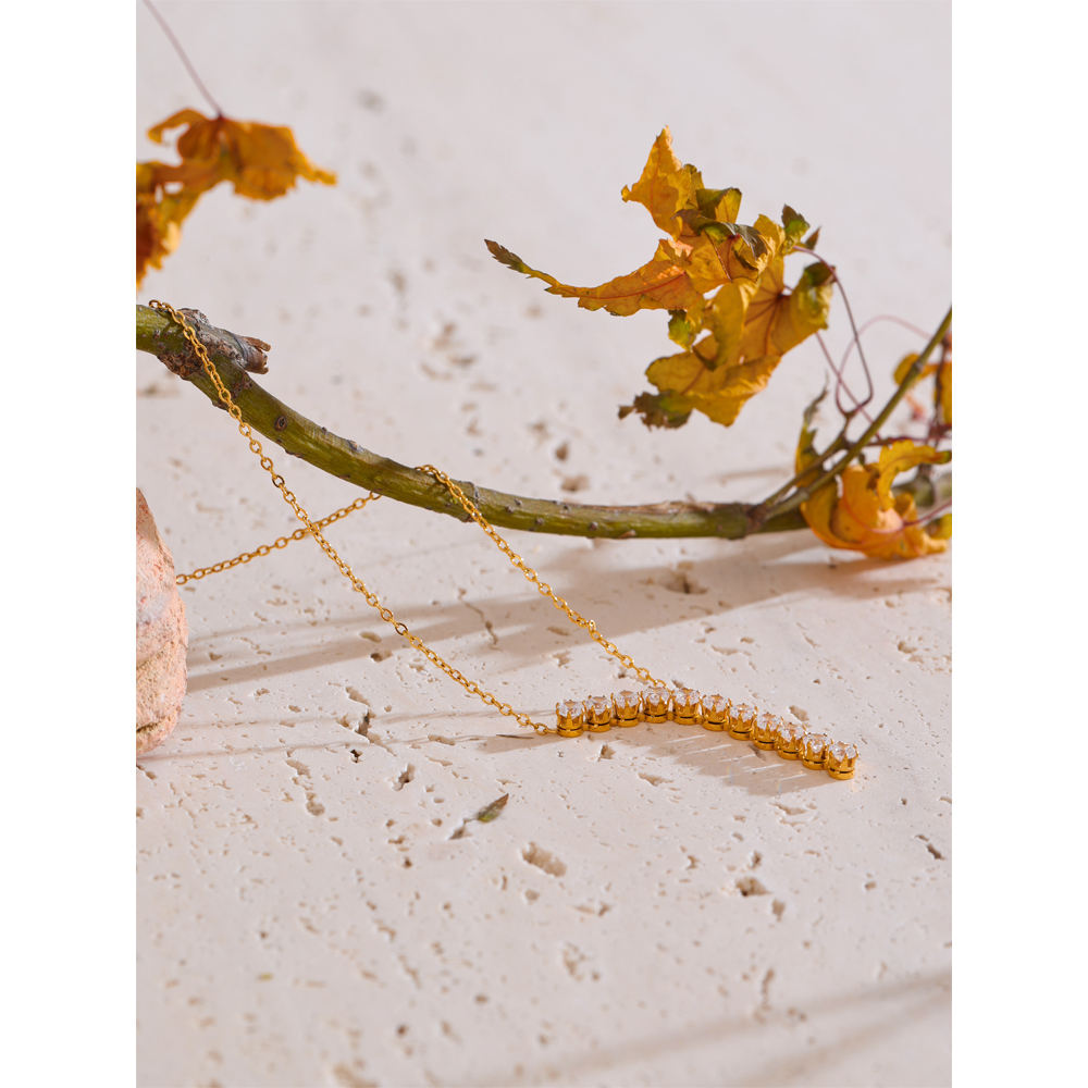 Moonbeam Zircon Necklace - 18K Gold Plated
