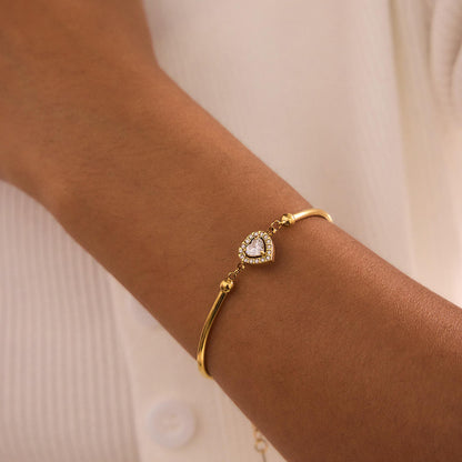 Crystal Heart Bracelet - 18K Gold Plated