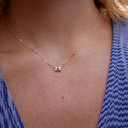 Baguette Stone Necklace - 18K Gold Plated