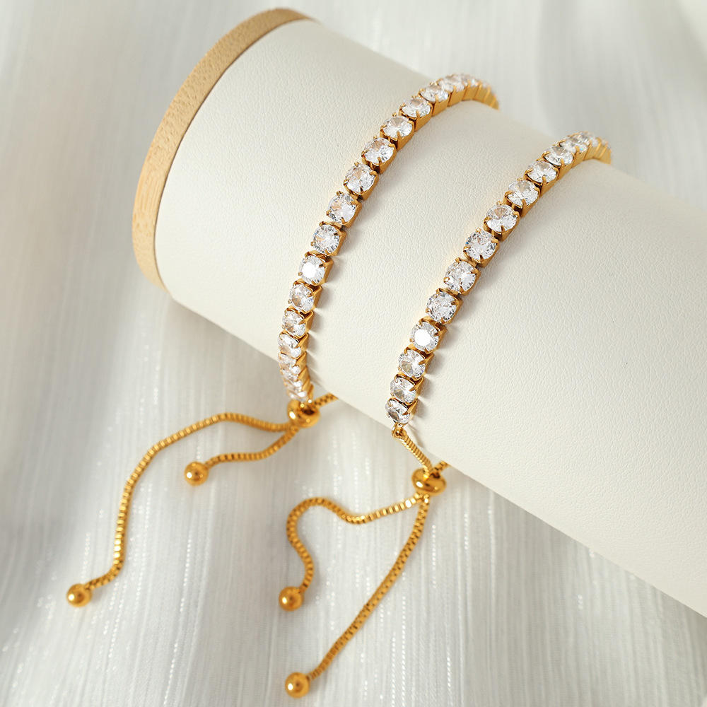 Adjustable Tennis Bracelet - 18K Gold Plated