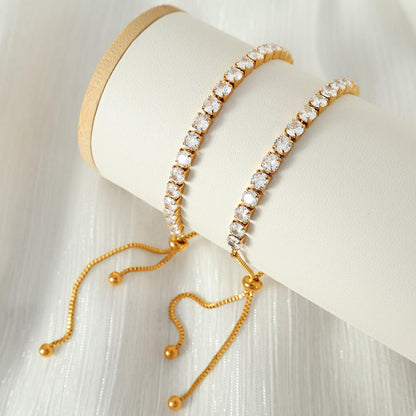Adjustable Tennis Bracelet - 18K Gold Plated