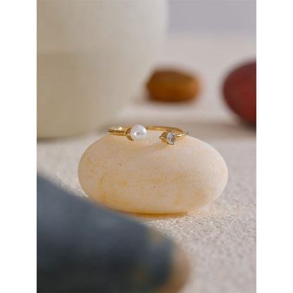 Luna Pearl Open Ring - 18K Gold Plated (Adjustable)