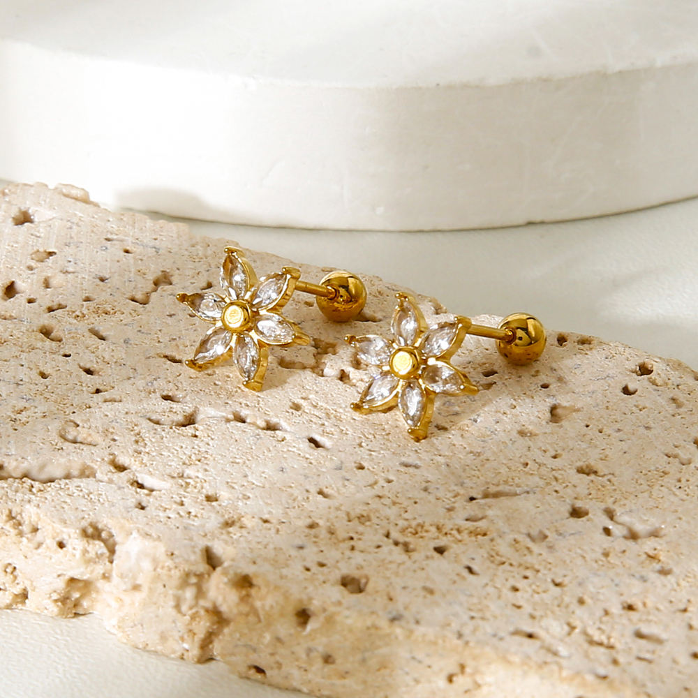Petal Glow Studs Earrings - 18K Gold Plated