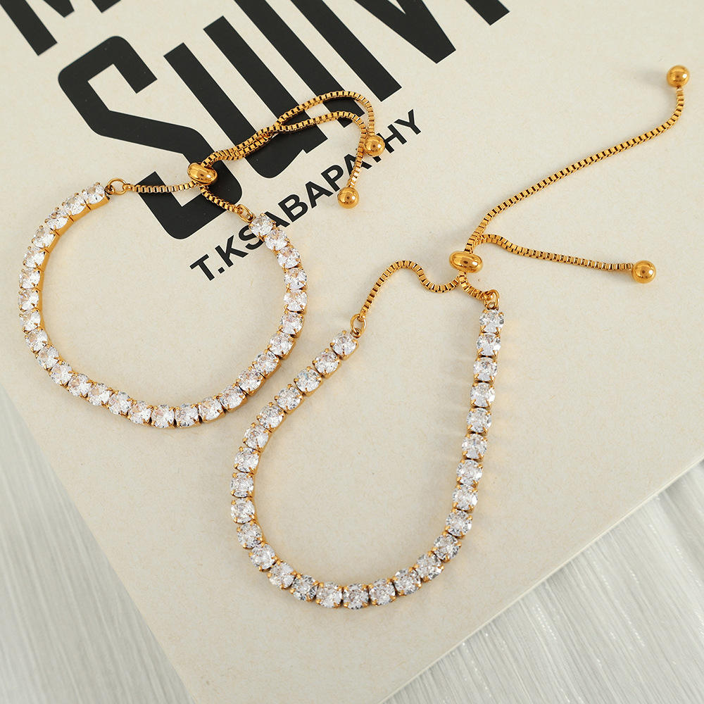 Adjustable Tennis Bracelet - 18K Gold Plated