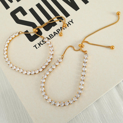 Adjustable Tennis Bracelet - 18K Gold Plated