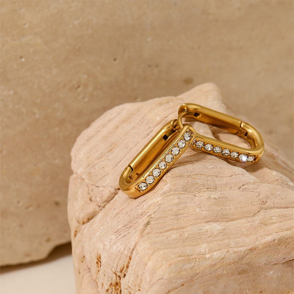 Crystal Huggie Hoops Earrings - 18K Gold Plated