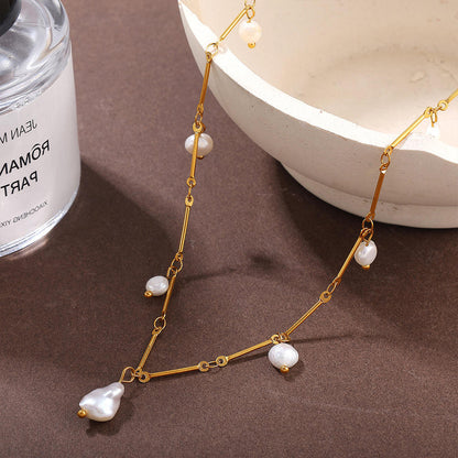 Celeste Pearl Drop Necklace – 18K Gold Plated