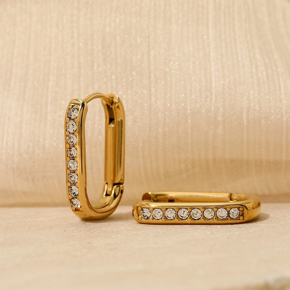 Crystal Huggie Hoops Earrings - 18K Gold Plated