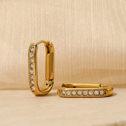 Crystal Huggie Hoops Earrings - 18K Gold Plated