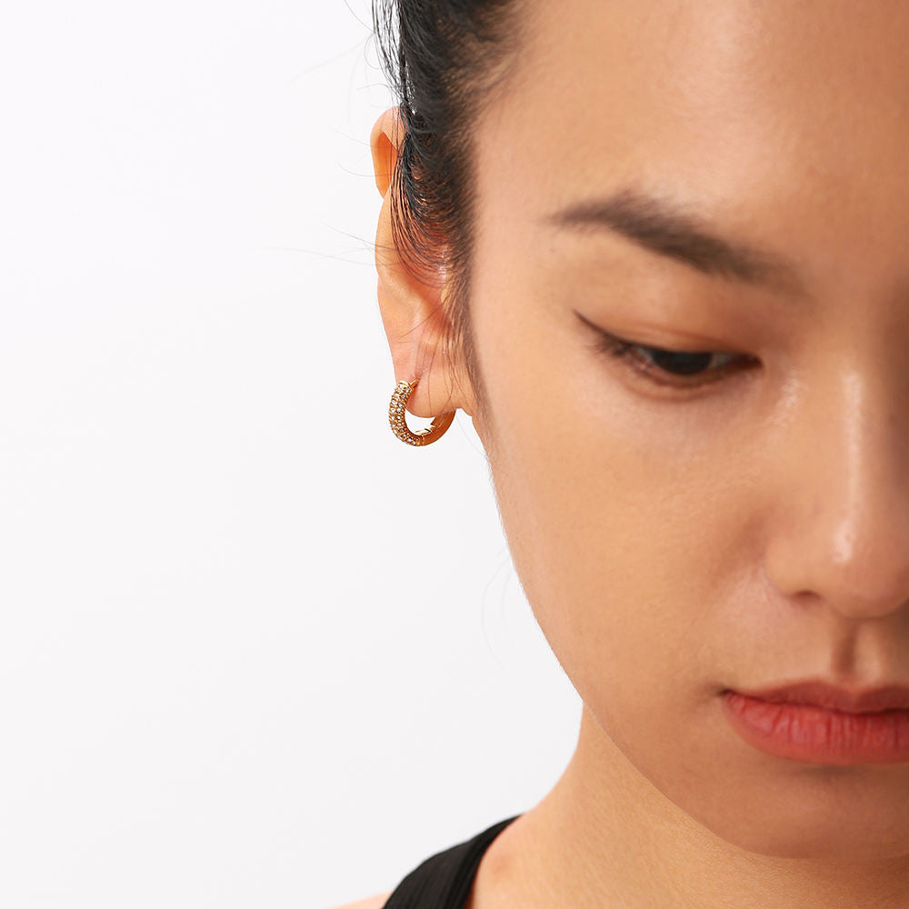 Dazzle Dome Huggies Earrings - 18K Gold Plated