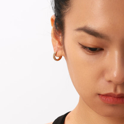 Dazzle Dome Huggies Earrings - 18K Gold Plated