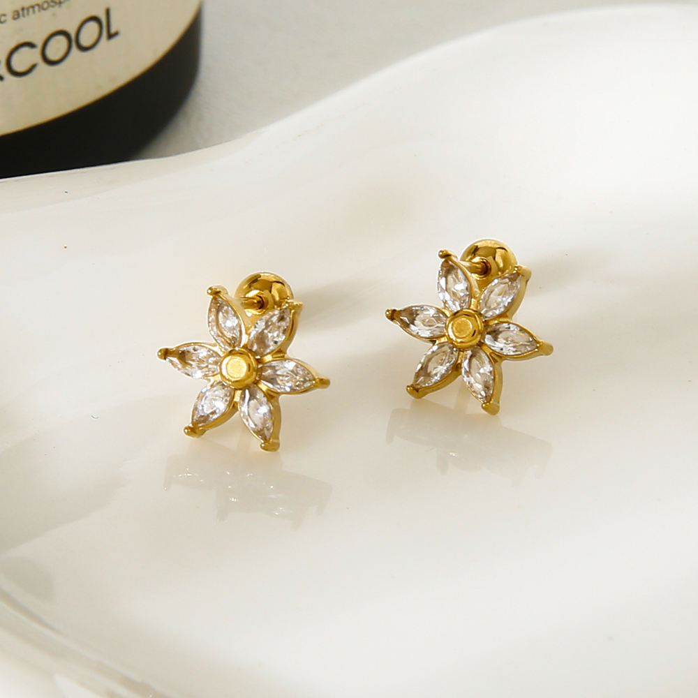 Petal Glow Studs Earrings - 18K Gold Plated