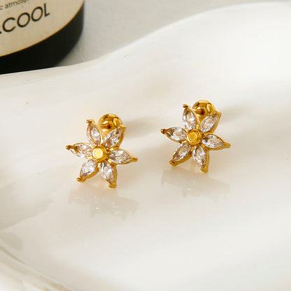 Petal Glow Studs Earrings - 18K Gold Plated