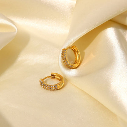 Dazzle Dome Huggies Earrings - 18K Gold Plated