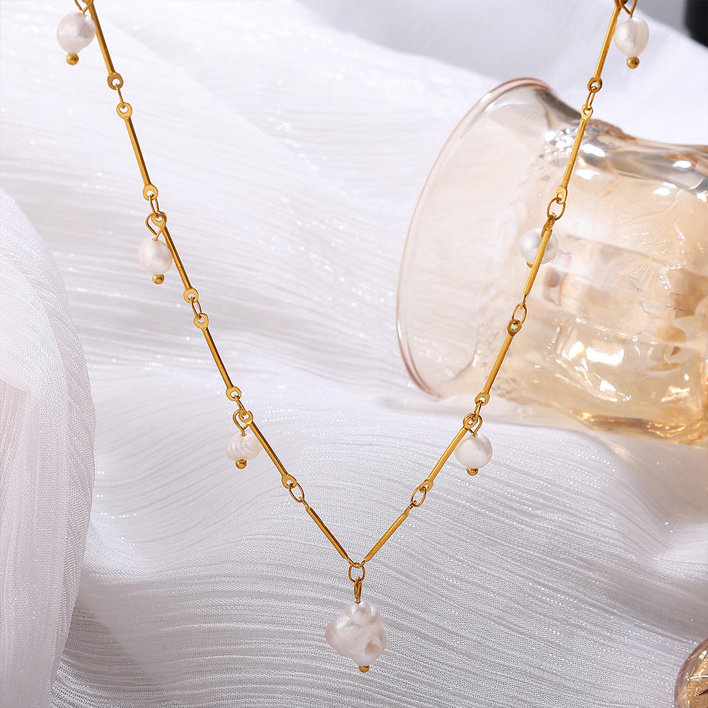 Celeste Pearl Drop Necklace – 18K Gold Plated