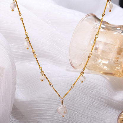 Celeste Pearl Drop Necklace – 18K Gold Plated