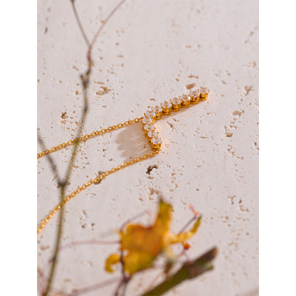 Moonbeam Zircon Necklace - 18K Gold Plated