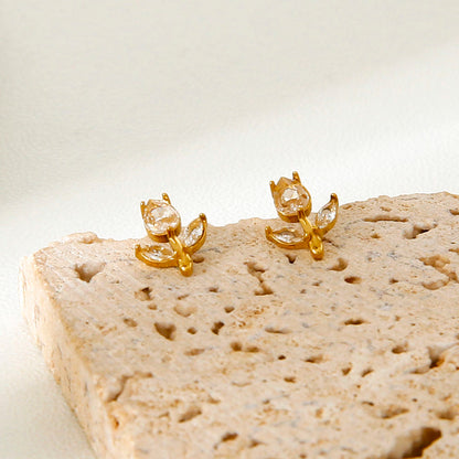 Floral Vine Studs Earrings - 18K Gold Plated
