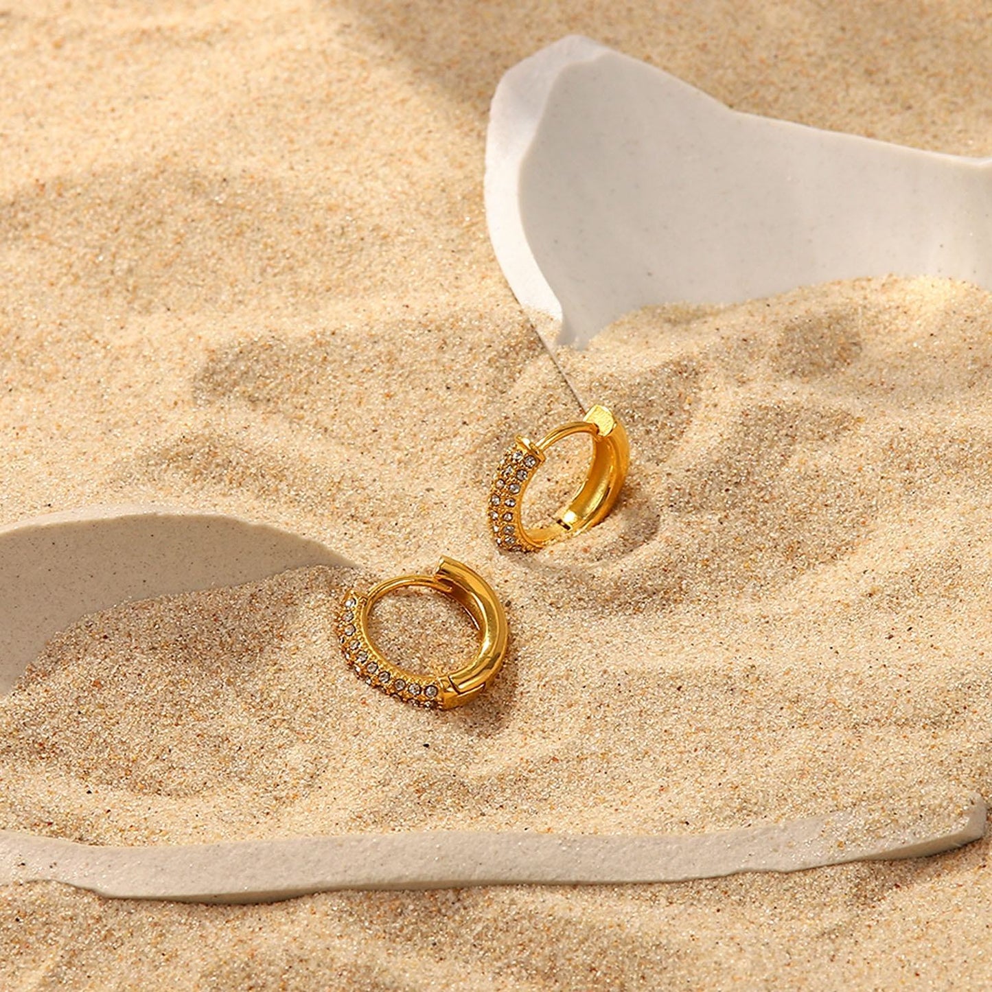 Dazzle Dome Huggies Earrings - 18K Gold Plated