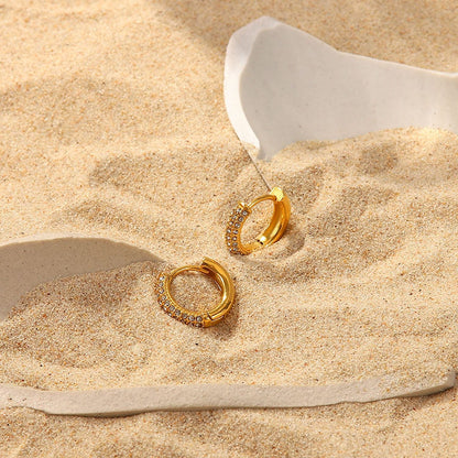 Dazzle Dome Huggies Earrings - 18K Gold Plated