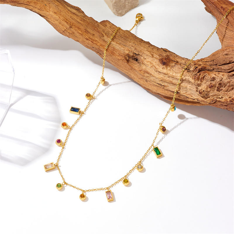 Gem Symphony Necklace – 18K Gold Plated