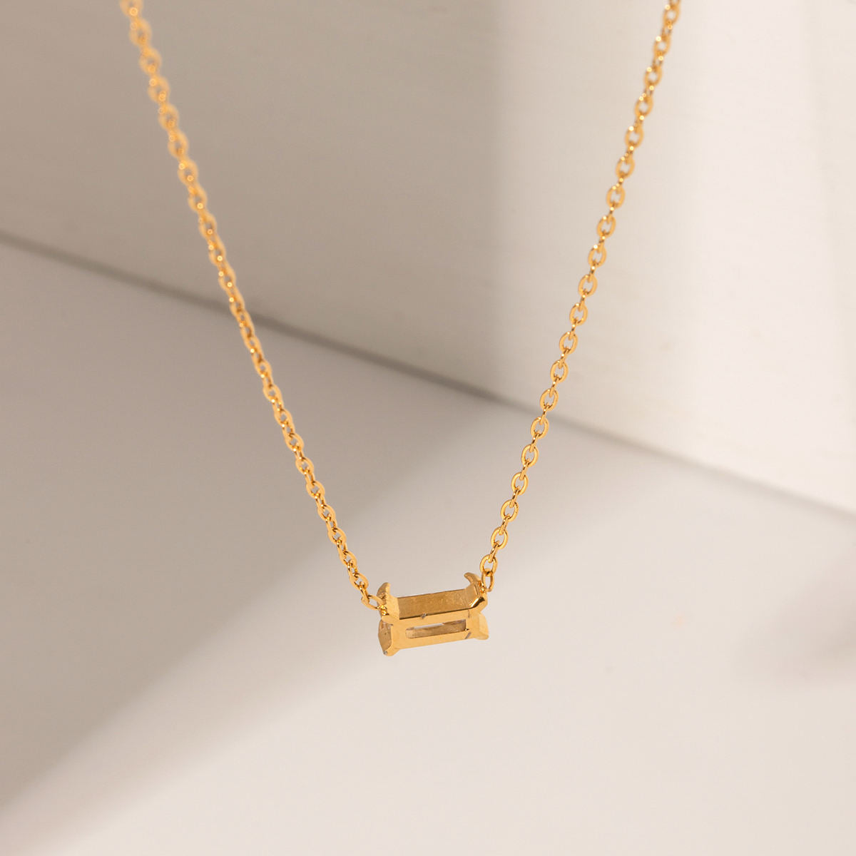 Baguette Stone Necklace - 18K Gold Plated